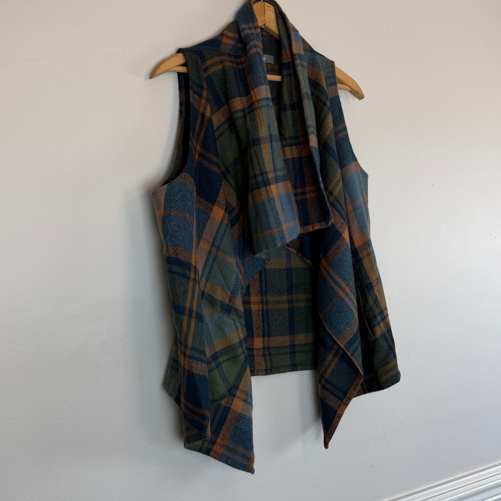Natural Reflections plaid flowy vest cover 100% acrylic women’s size medium - Picture 2 of 11